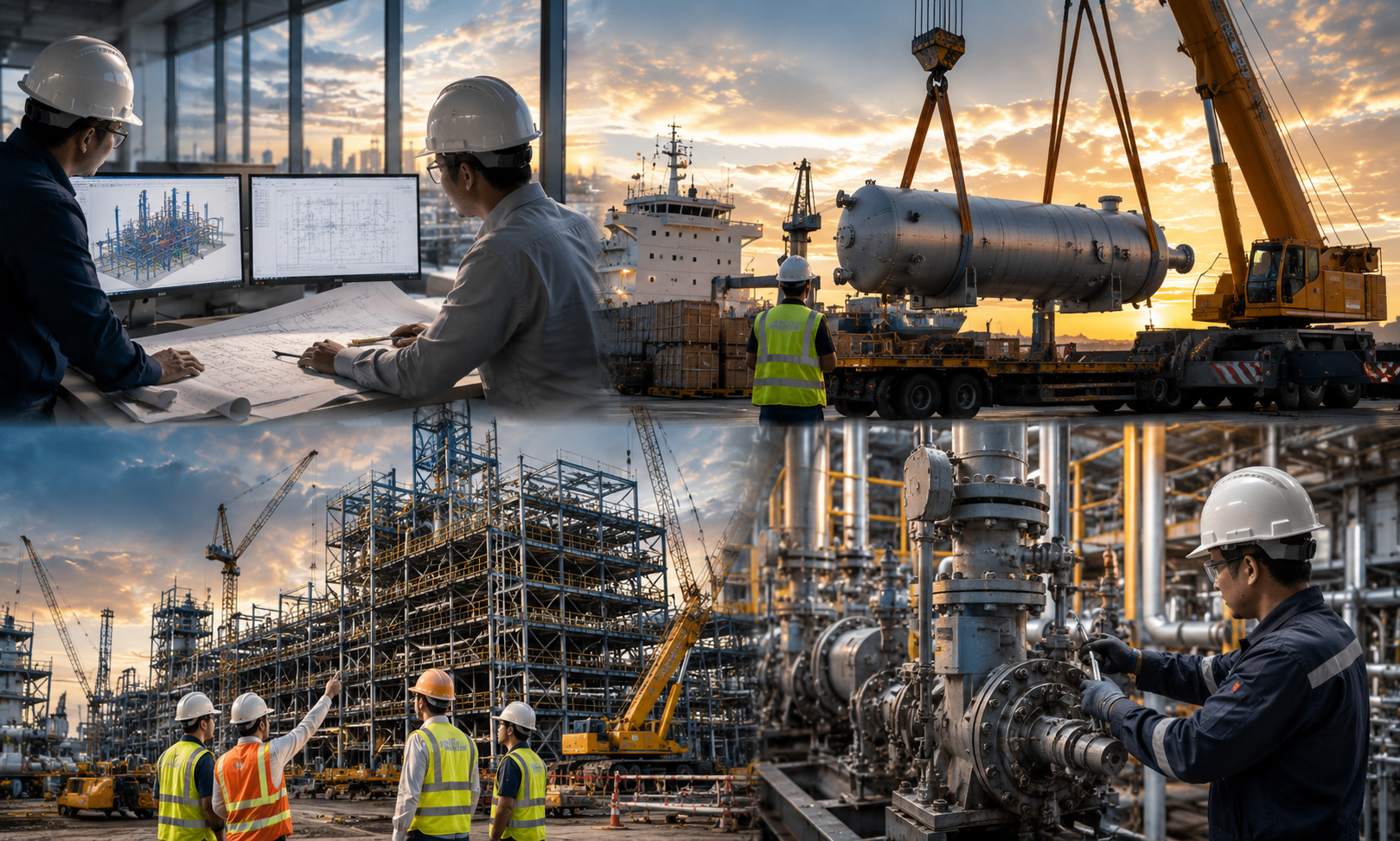 Aktivitas engineering, procurement, construction, dan commissioning PT Graha Usaha Teknik.